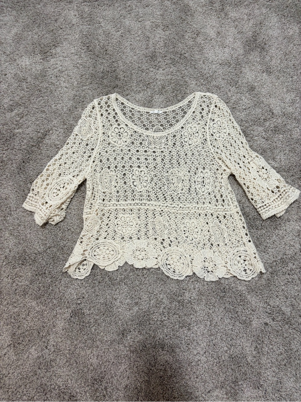 En Creme Cream Crochet Lace Top